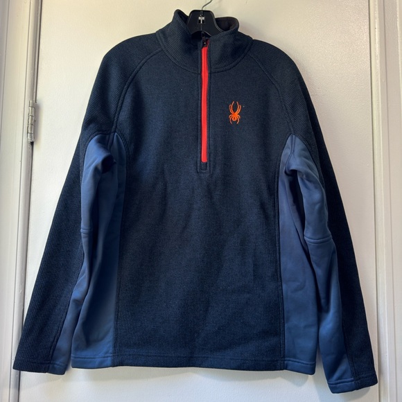Spyder Men's Outbound 1/4 Zip Sweater Jacket Blue Orange Size L - Picture 11 of 14